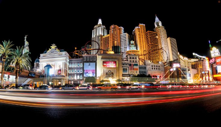 The famous Las Vegas strip at night.